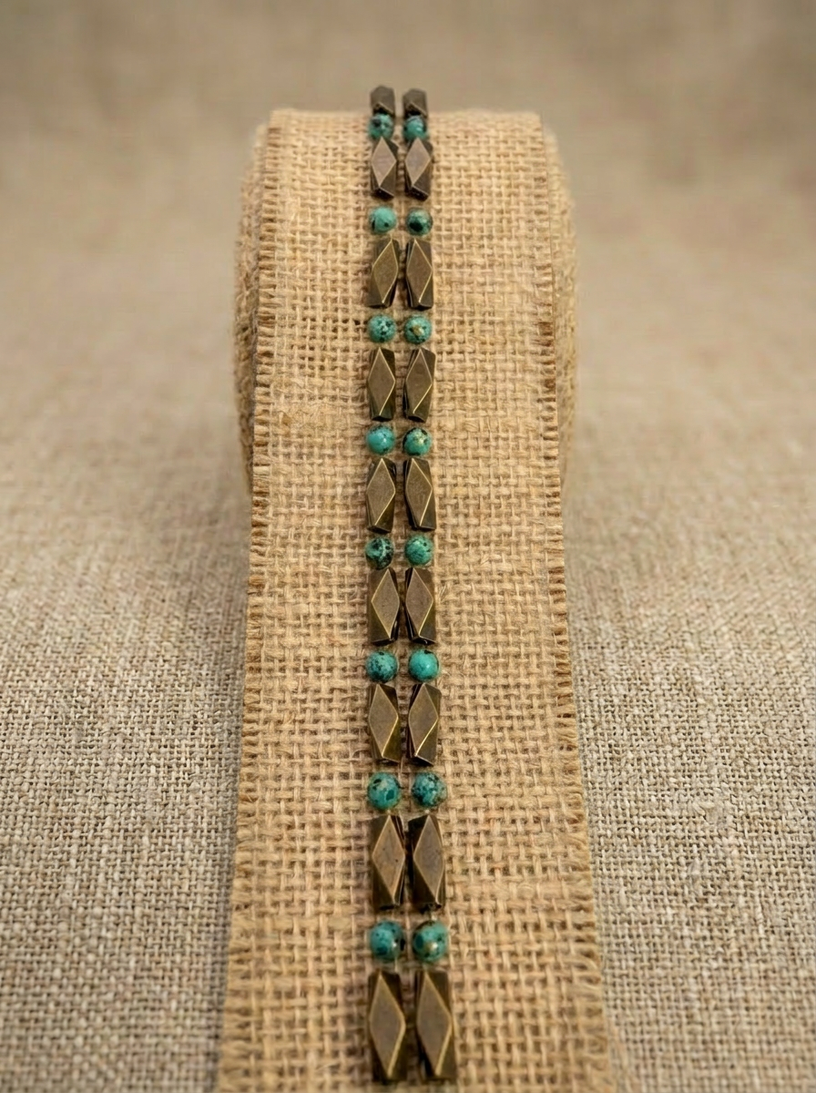 Boho Western Beaded Trim, Bronze Geometric Trim, Sew On or Self Adhesive Trim, DIY Clothing Embellishment, Rustic Craft Trim