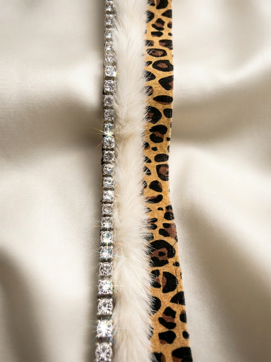 Leopard Fur Rhinestone Trim – Luxury Statement Trim, Faux Fur Beaded Trim, Sew On or Adhesive Trim, DIY Designer Embellishment