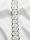 Ivory Floral Pearl Rhinestone Trim – Self Adhesive Wide Beaded Flower Lace, Bridal Trim, Luxury Sewing Trim