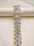 Matte Gold Pearl Rhinestone Trim – Luxury Beaded Trim, Bridal & Couture Embellishment - Made in USA