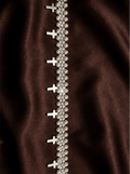 Pearl Cross Trim – Rhinestone & Faux Pearl Scalloped Lace Trim – Religious Bridal Appliqué – Self Adhesive or Sew On – Made in USA