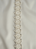 Floral Pearl Beaded Trim – Rhinestone Flower Appliqué Trim – Ivory Bridal Lace Trim – Self Adhesive or Sew On – Made in USA