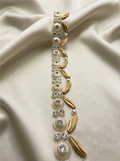 Matte Gold & Ivory Pearl Rhinestone Trim – Self Adhesive or Extra Fabric Seam Allowance –  Beaded Trim for Dress, Collar -Made In USA
