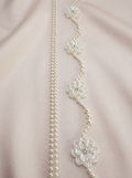 Ivory Pearl & Floral Beaded Trim – Self Adhesive or Sew-On Seam Allowance – Delicate Trim for  Veil, Collar, Cuff, DIY