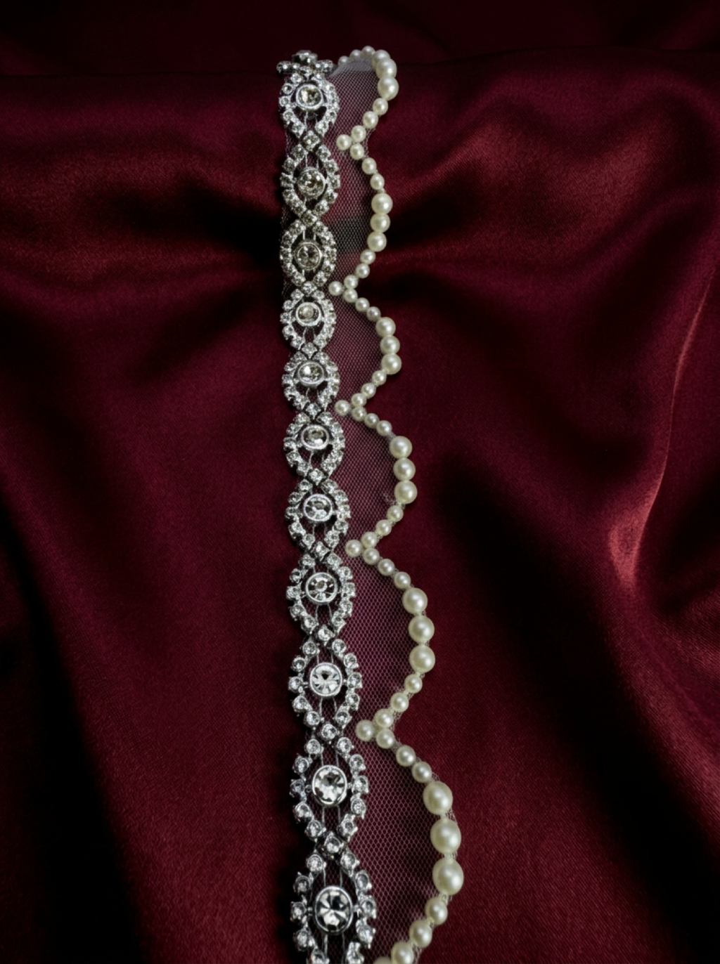 Silver Rhinestone Medallion Trim – Self Adhesive or Sew-On Seam Allowance – Luxury Crystal Bridal Trim for Dress, Belt, Collar