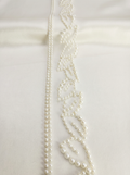 Ivory Pearl Beaded Trim – Self Adhesive or Sew-On Seam Allowance – Minimal Bridal Pearl Trim for Dress, Veil, Collar, Cuff, DIY