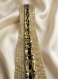 Gold and Silver beads Leopard print on Burlap Base Trim -Self Adhesive