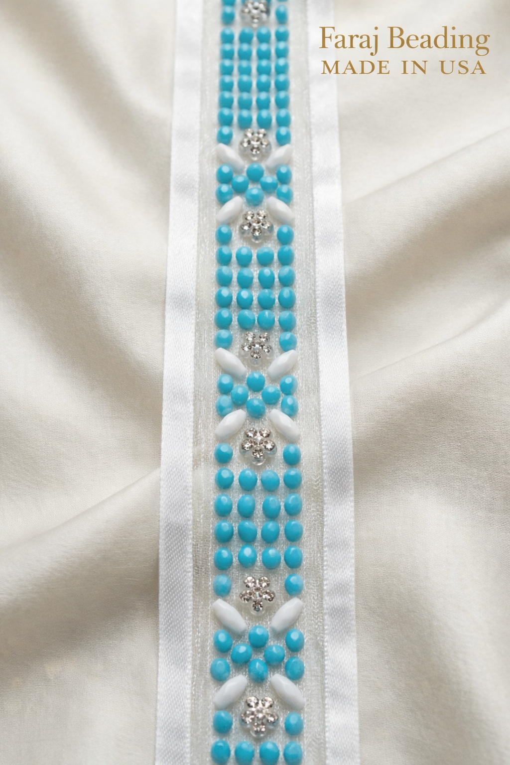 Western Turquoise Beaded Trim – Self Adhesive Rhinestone Trim, Peel and Stick Trim, Blue Bead Embellishment, DIY Trim,