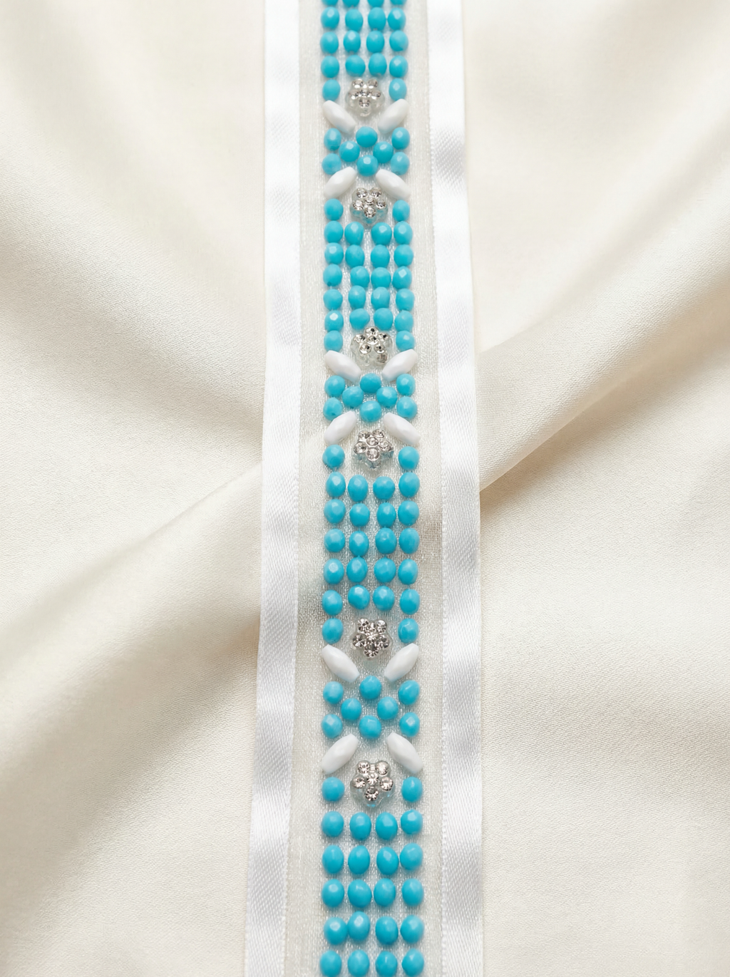 Western Turquoise Beaded Trim – Self Adhesive Rhinestone Trim, Peel and Stick Trim, Blue Bead Embellishment, DIY Trim,