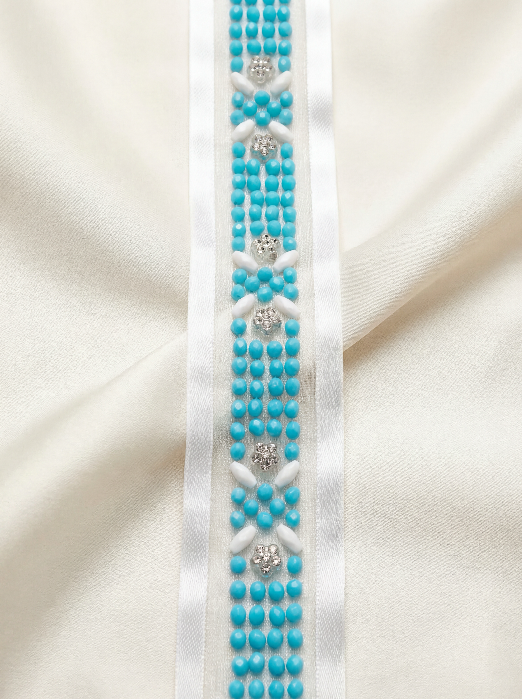 Western Turquoise Beaded Trim – Self Adhesive Rhinestone Trim, Peel and Stick Trim, Blue Bead Embellishment, DIY Trim,