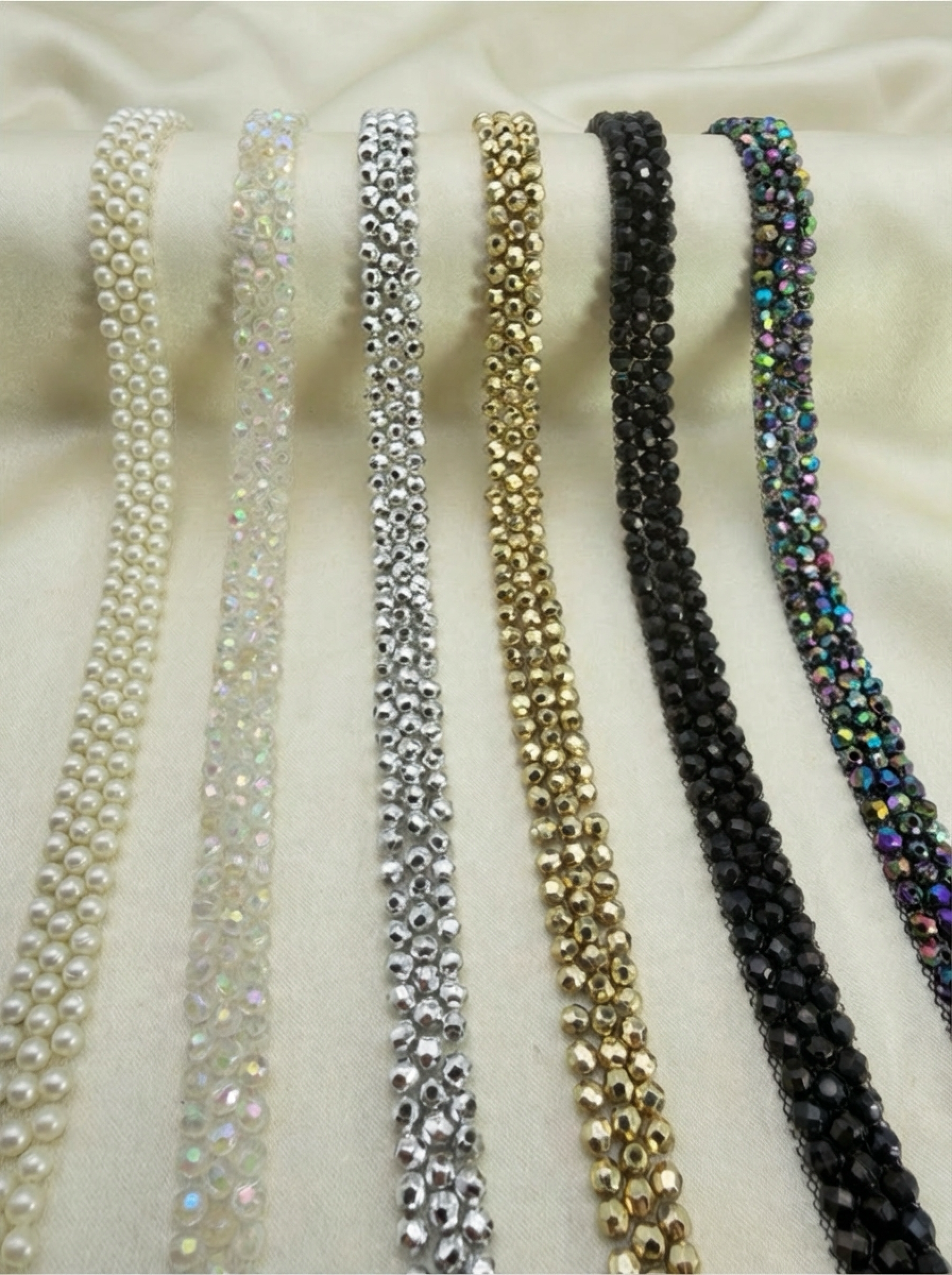 Luxury Beaded Trim, Pearl Embellishment Trim, Fashion Sewing Trim for Dresses & Accessories - Made in USA by Faraj Beading
