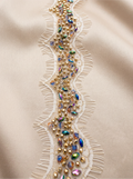 Multicolor Beaded Lace Trim, Iridescent Rhinestone & Gold Bead Trim, Bridal Couture Trim, Dress Embellishment, Sewing Trim by the Yard