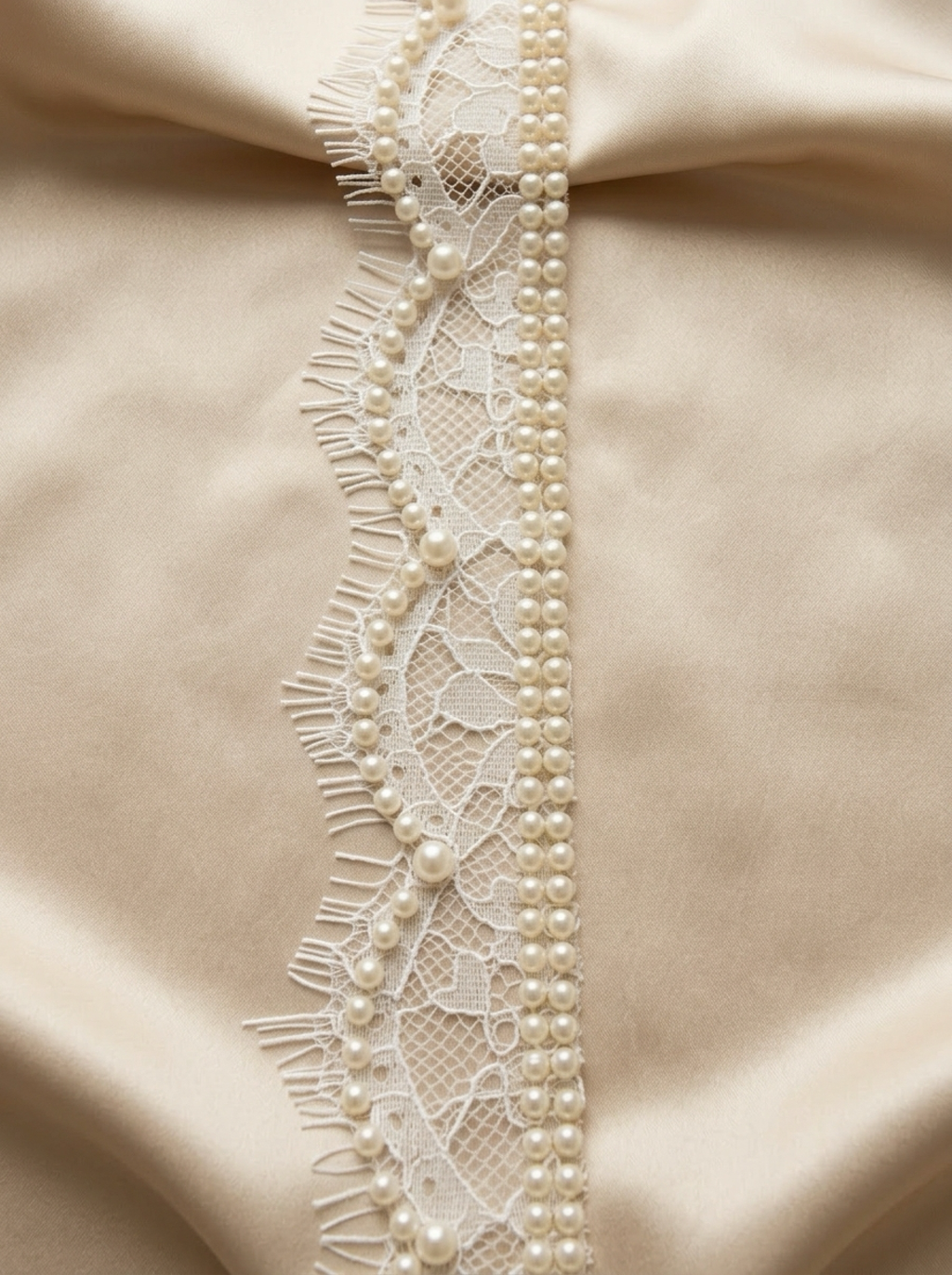 Ivory Pearl Fringe Lace Trim, Eyelash Lace with Pearls, Bridal Lace Trim, Wedding Dress Trim, Delicate Beaded Lace Trim by the Yard