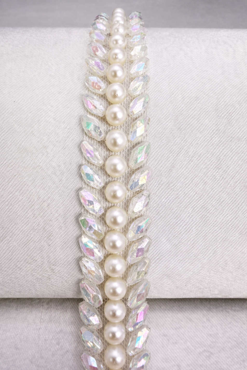 Pearl Beaded Trim by the Yard, Bridal Crystal Trim Options (AB, Silver, Gold, Black), Wedding Dress Sewing Trim, Accessories - Made in USA