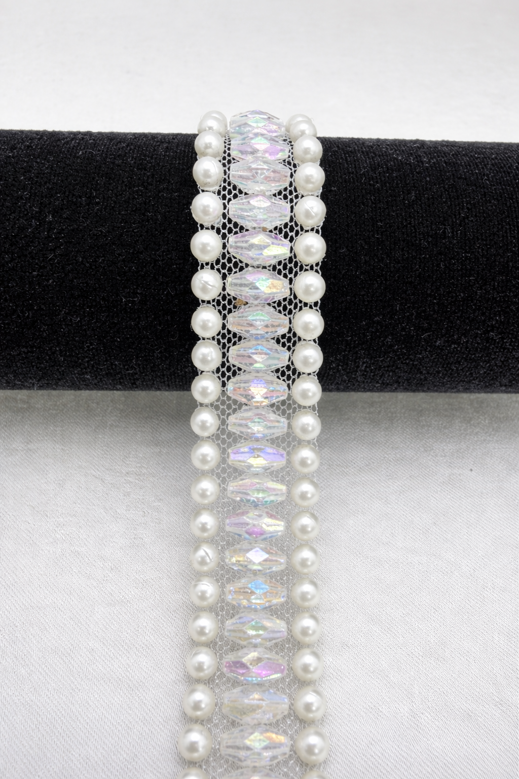 Beaded Trim by the Yard, Designer Mesh Trim, Sewing or Adhesive Trim, Fashion Embellishment - Made in USA by Faraj Beading