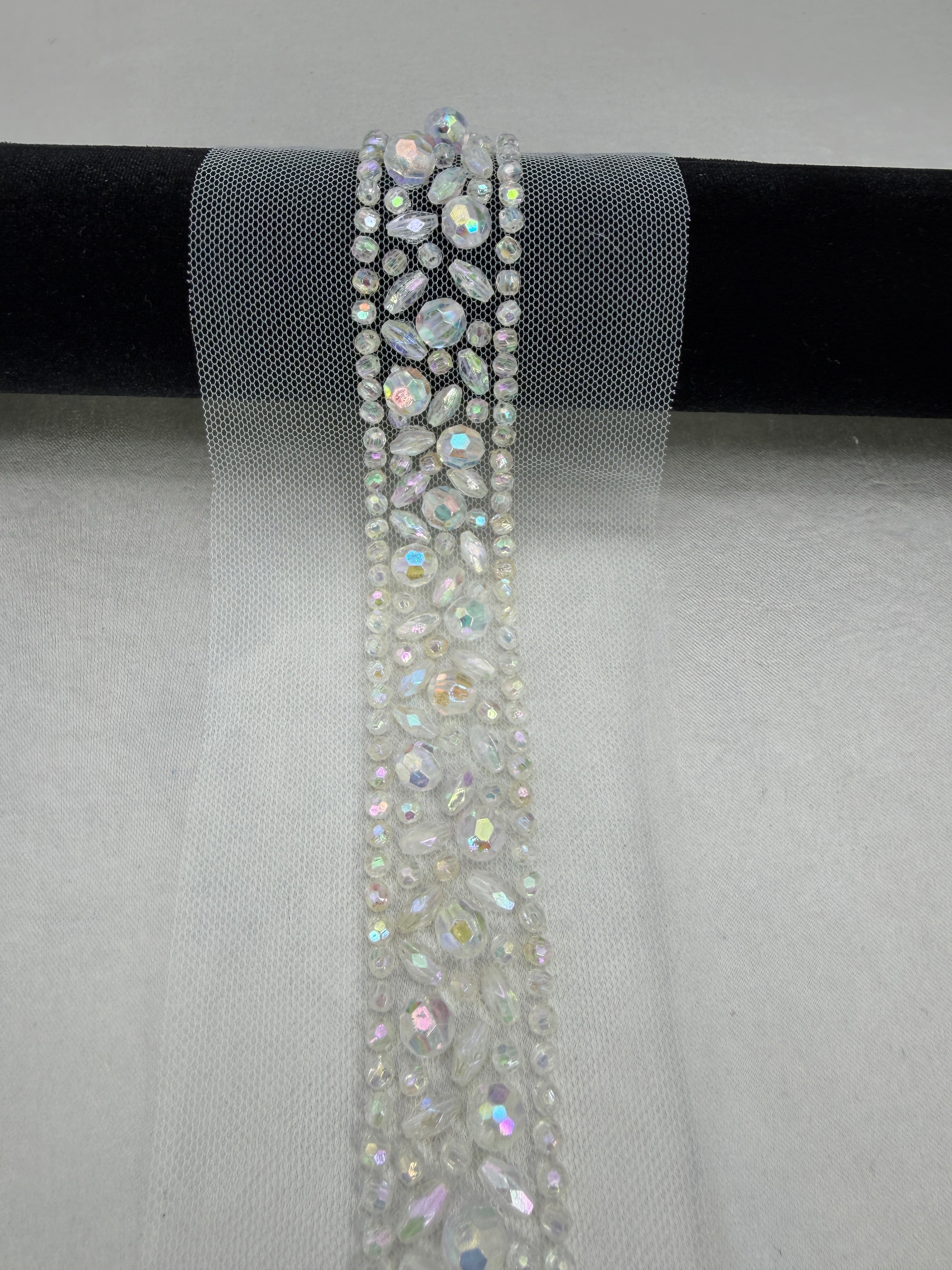 Luxury Beaded Trim by the Yard, Crystal Beaded Rhinestone Trim Collection, Designer Sewing Trim for Bridal, Couture Fashion, Self Adhesive