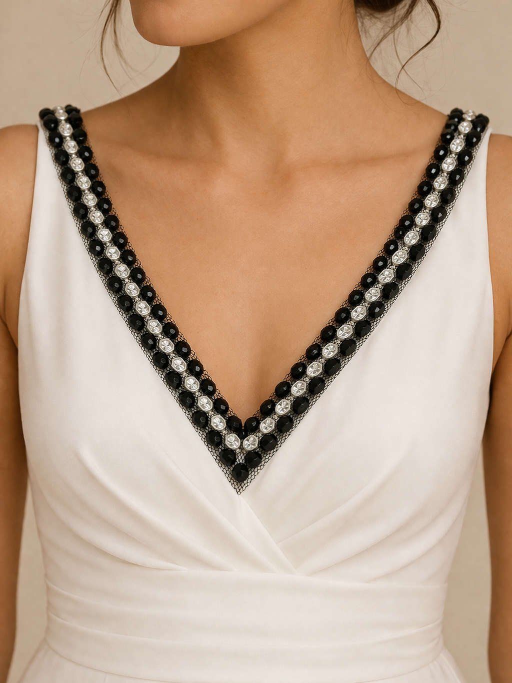 Rhinestone Pearl Beaded Trim by the Yard, Center Crystal Chain Trim with Beaded Edges, Bridal Designer Sewing Trim, Self Adhesive Option