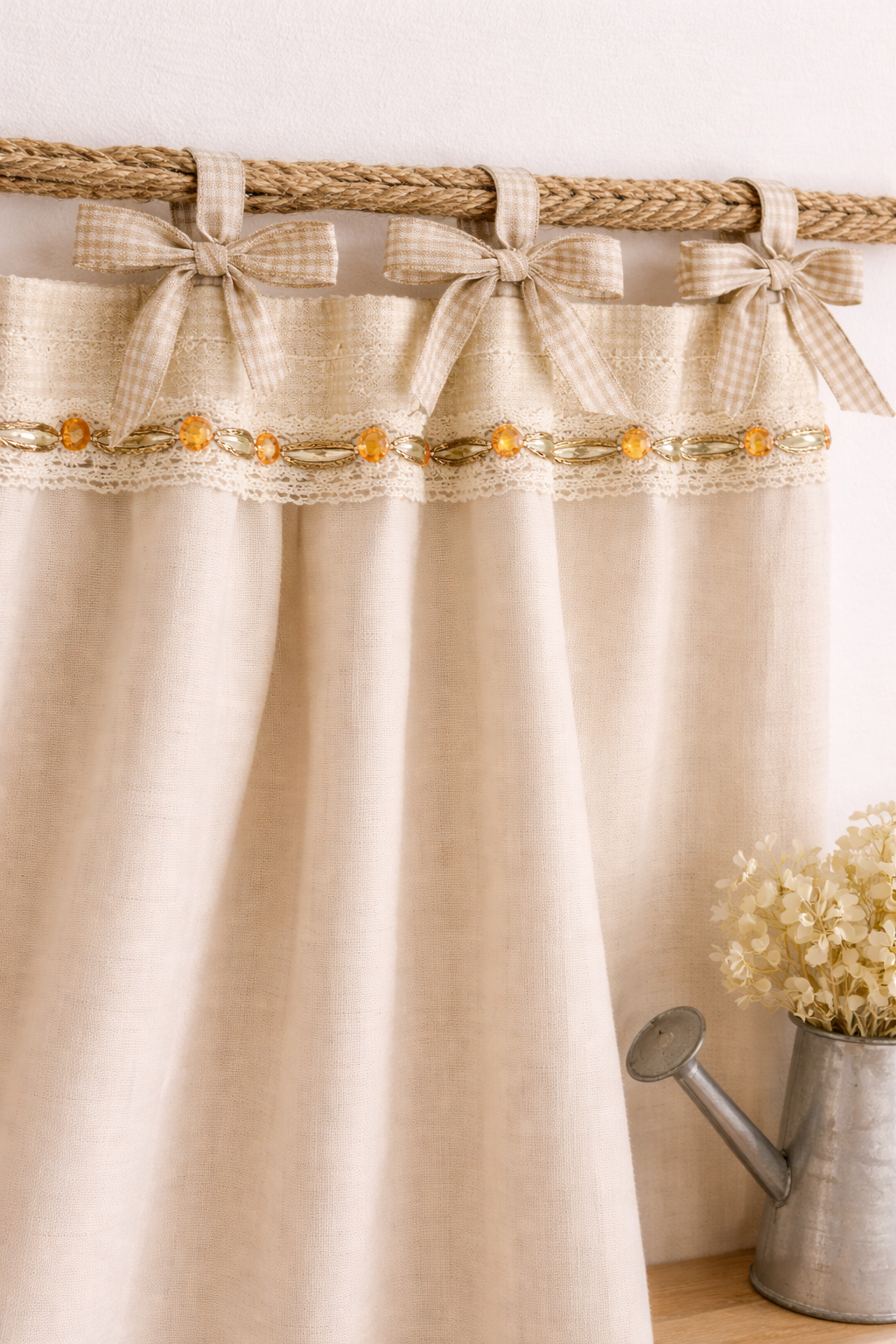 Gold and Topaz Beaded Trim on Ivory cotton Lace with DIY Self Adhesive - Made in USA by Faraj Beading