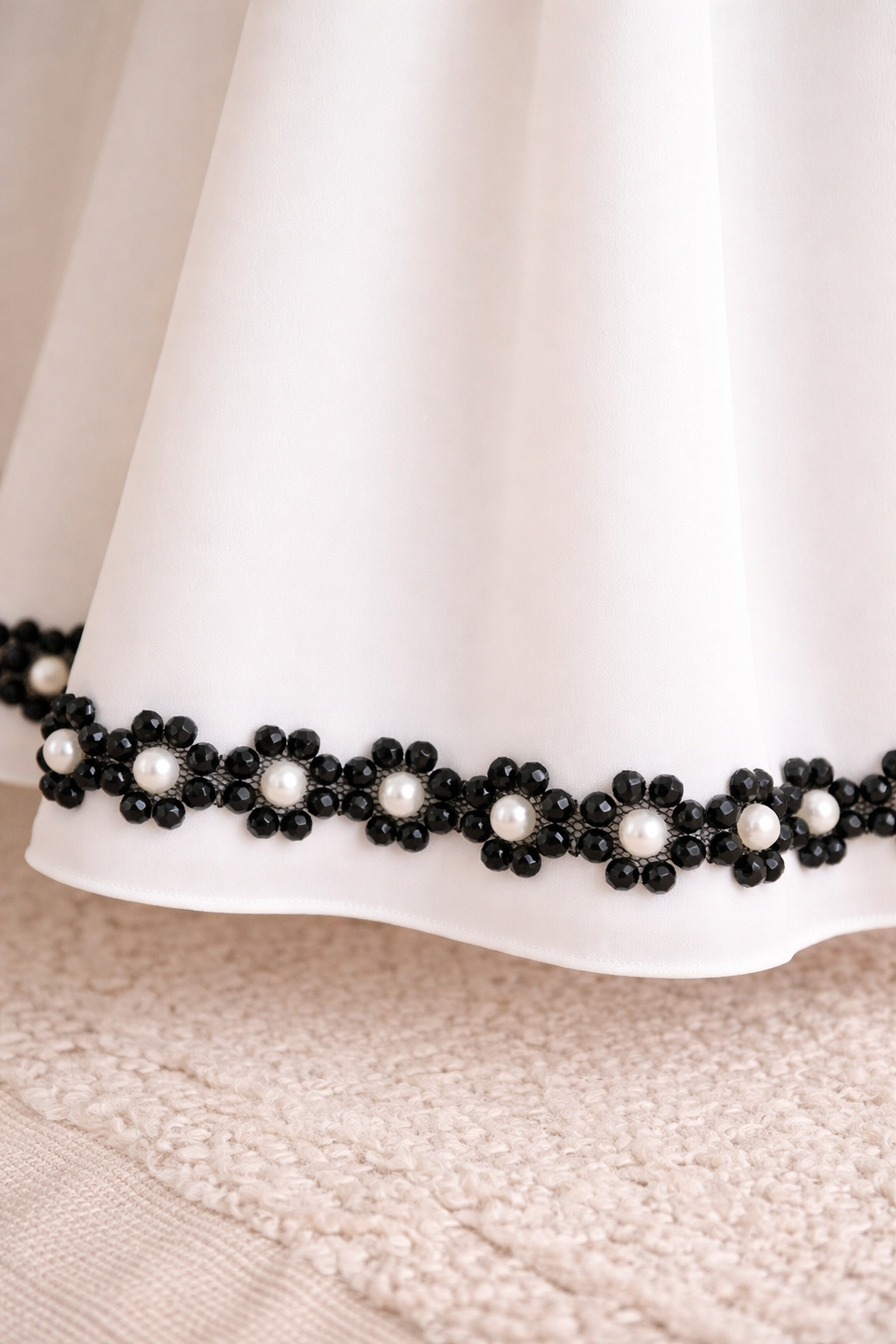 Pearl Beaded Floral Trim by the Yard, Self Adhesive or Sew-On Trim, Rhinestone Flower Trim Options, Bridal, DIY Embellishment - Made In USA