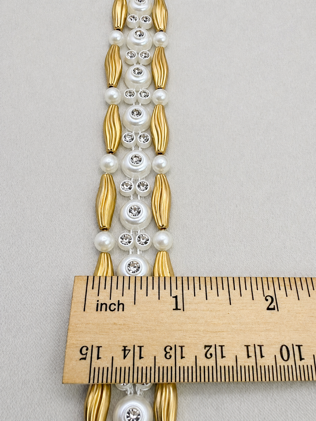 Matte Gold & Ivory Pearl Rhinestone Trim – Self Adhesive or Sew-On  – Beaded Trim for Dress, Collar, Cuff, Accessories DIY