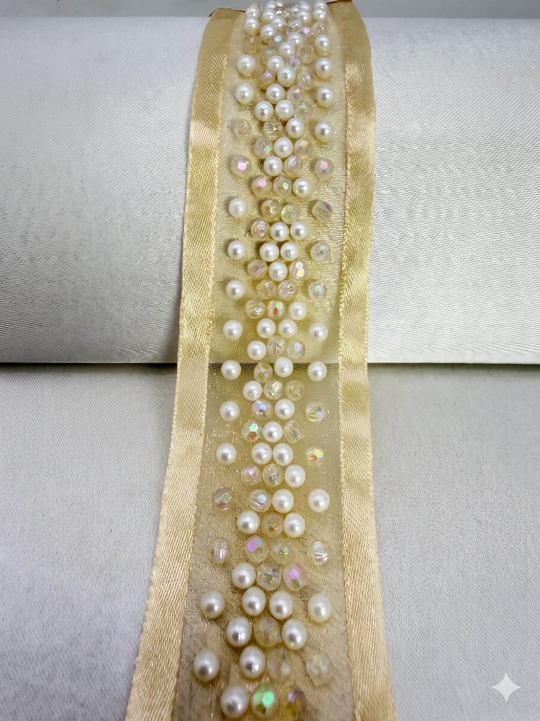 Luxury mixed beadsTrim – Gold or Silver Rhinestone Ribbon Trim – Self Adhesive or Sew On –  Evening Wear, DIY Designer Trim