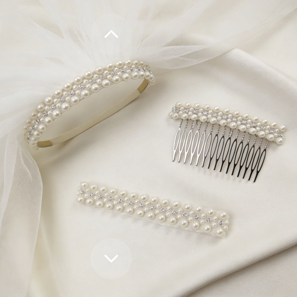 Ivory Pearl & Crystal Beaded Trim – Self Adhesive or Sew-On Seam Allowance – Bridal Pearl Rhinestone Trim for Dress, Collar, Cuff