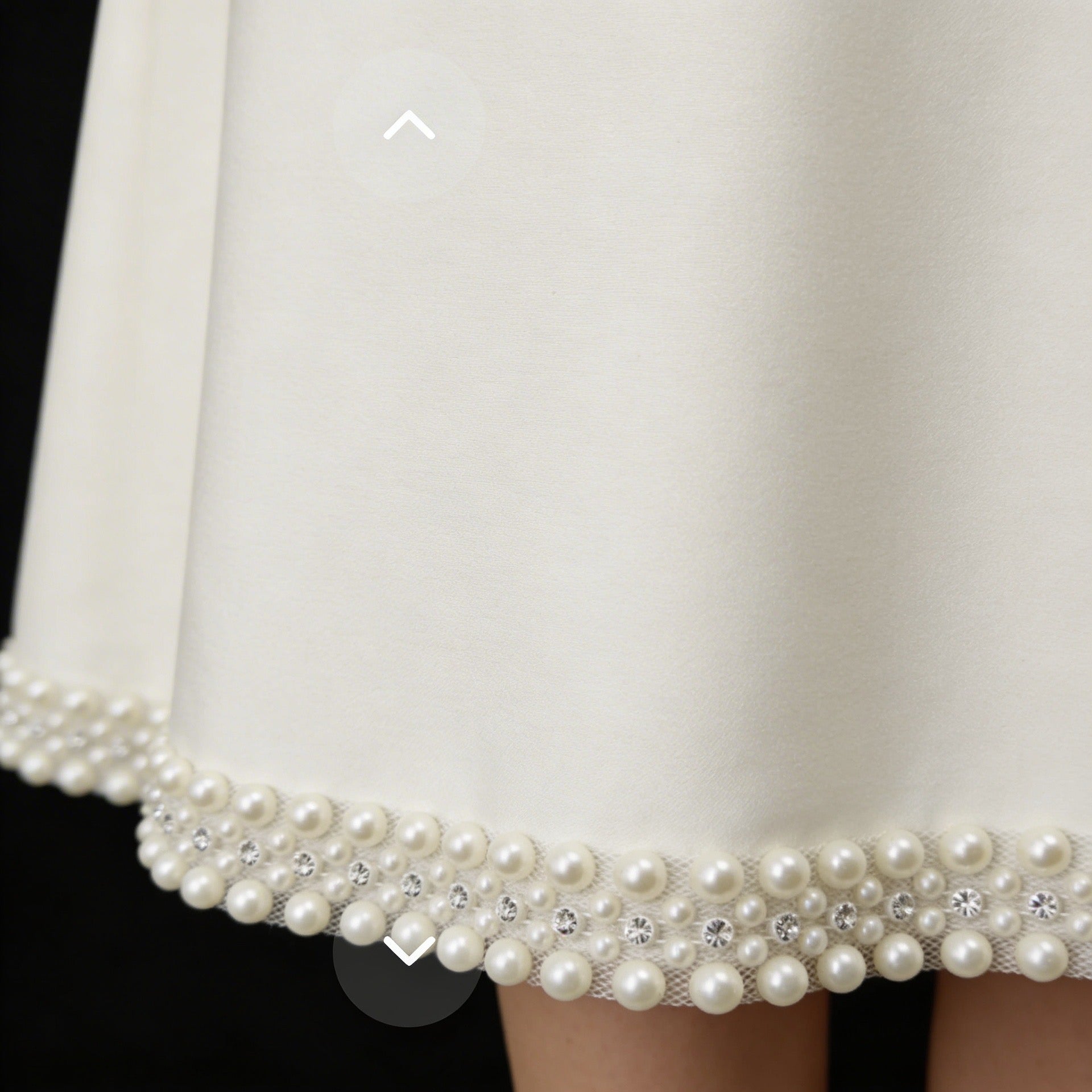 Ivory Pearl & Crystal Beaded Trim – Self Adhesive or Sew-On Seam Allowance – Bridal Pearl Rhinestone Trim for Dress, Collar, Cuff