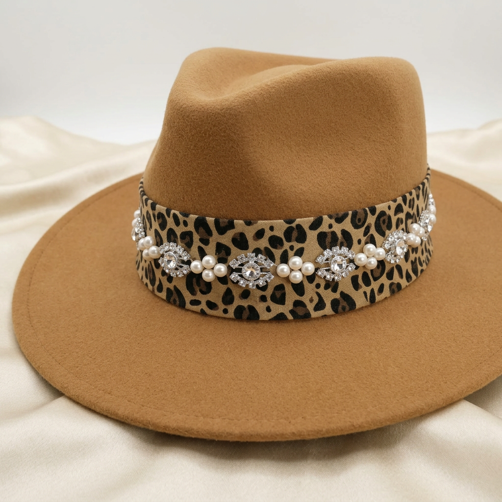 Pearl Rhinestone Trim – Leopard Print Beaded Trim, Sew On or Self Adhesive Trim, DIY Embellishment, Made in USA