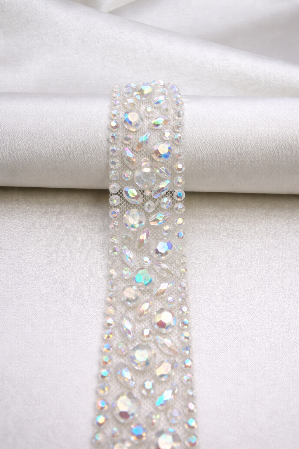 Luxury Beaded Trim by the Yard, Crystal Beaded Rhinestone Trim Collection, Designer Sewing Trim for Bridal, Couture Fashion, Self Adhesive