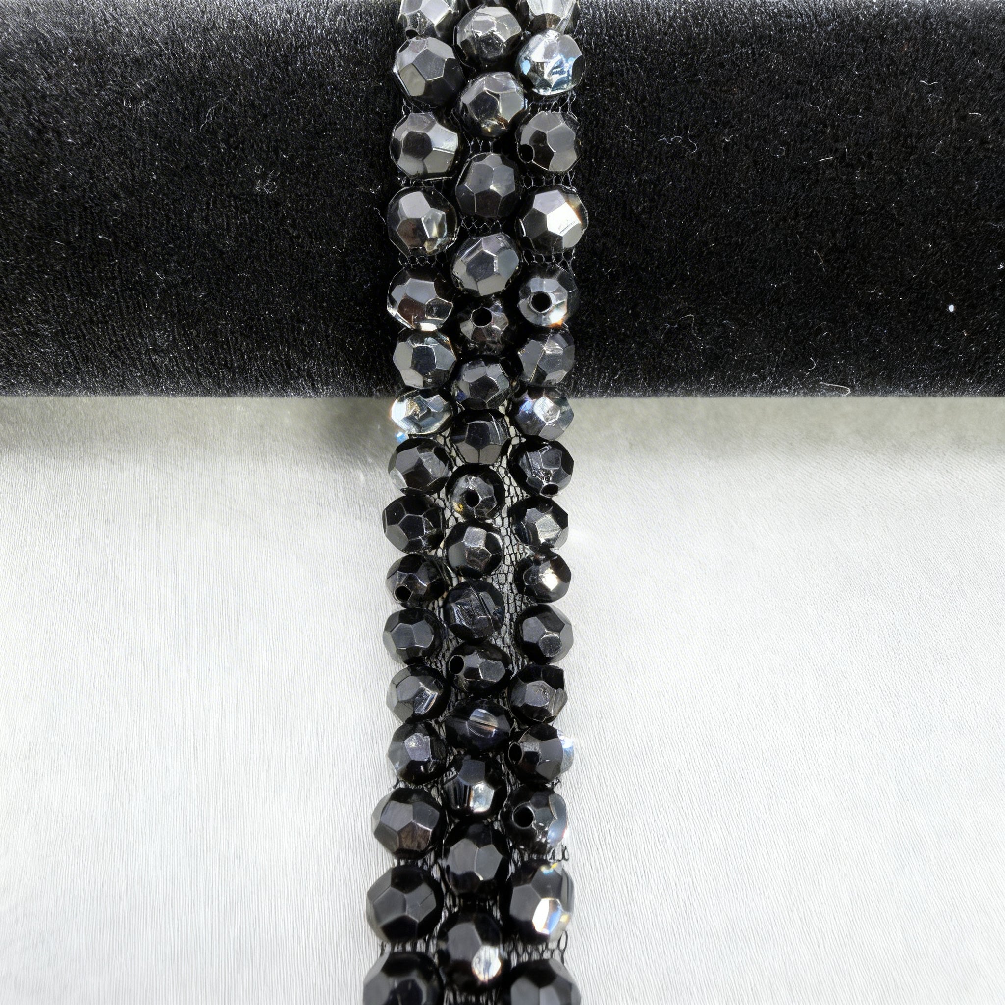 6mm Pearl Beaded Trim Use on Accessories, Self Adhesive or extra fabric seam ,Home Decor, Bridal - Faraj Beading - Made in USA