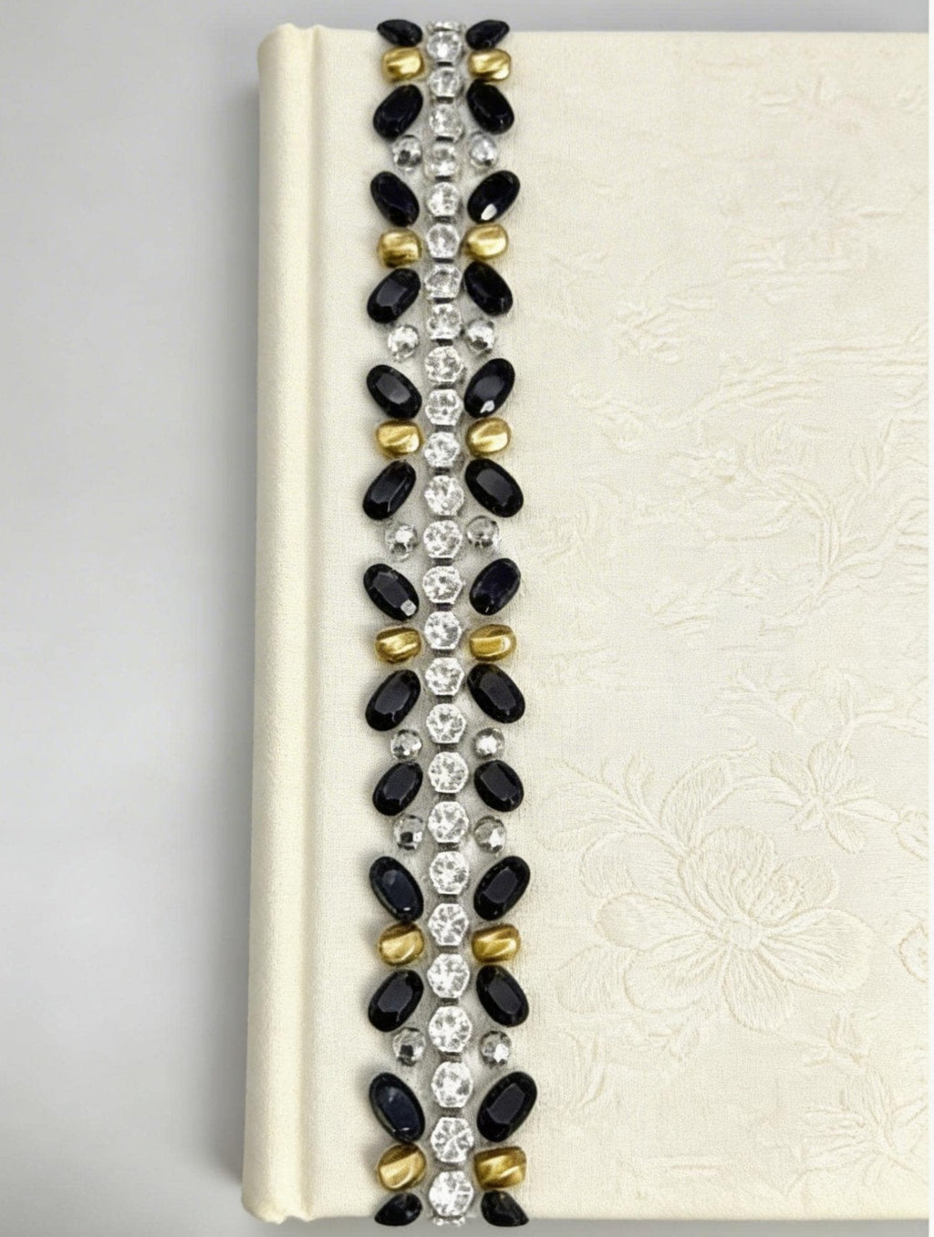 Black & Gold Beaded Trim, Rhinestone Pearl Embellishment, Sew - On or Adhesive Trim by the Yard, Luxury Fashion Trim, DIY Clothing Decor - Faraj Beading