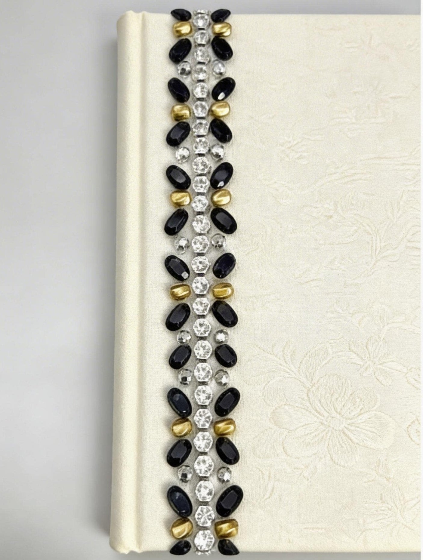 Black & Gold Beaded Trim, Rhinestone Pearl Embellishment, Sew - On or Adhesive Trim by the Yard, Luxury Fashion Trim, DIY Clothing Decor - Faraj Beading