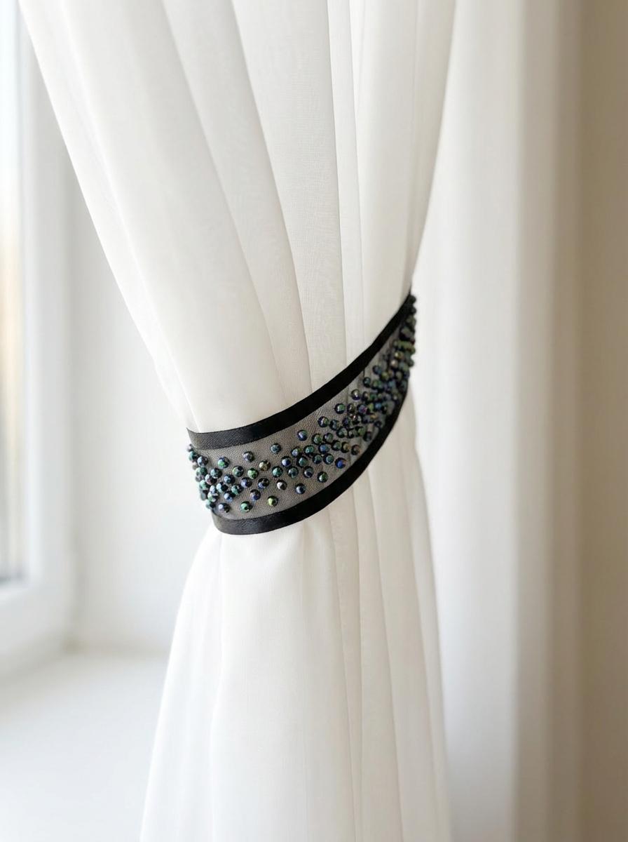 Black Iridescent Beaded Trim – Self Adhesive Trim, Peel and Stick Trim, DIY Clothing Embellishment, Sew or Stick Option - Faraj Beading