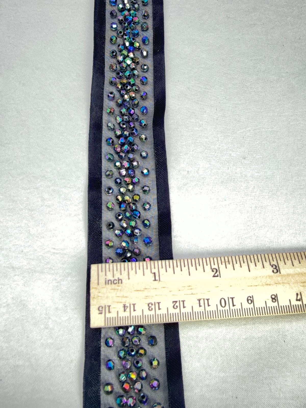 Black Iridescent Beaded Trim – Self Adhesive Trim, Peel and Stick Trim, DIY Clothing Embellishment, Sew or Stick Option - Faraj Beading