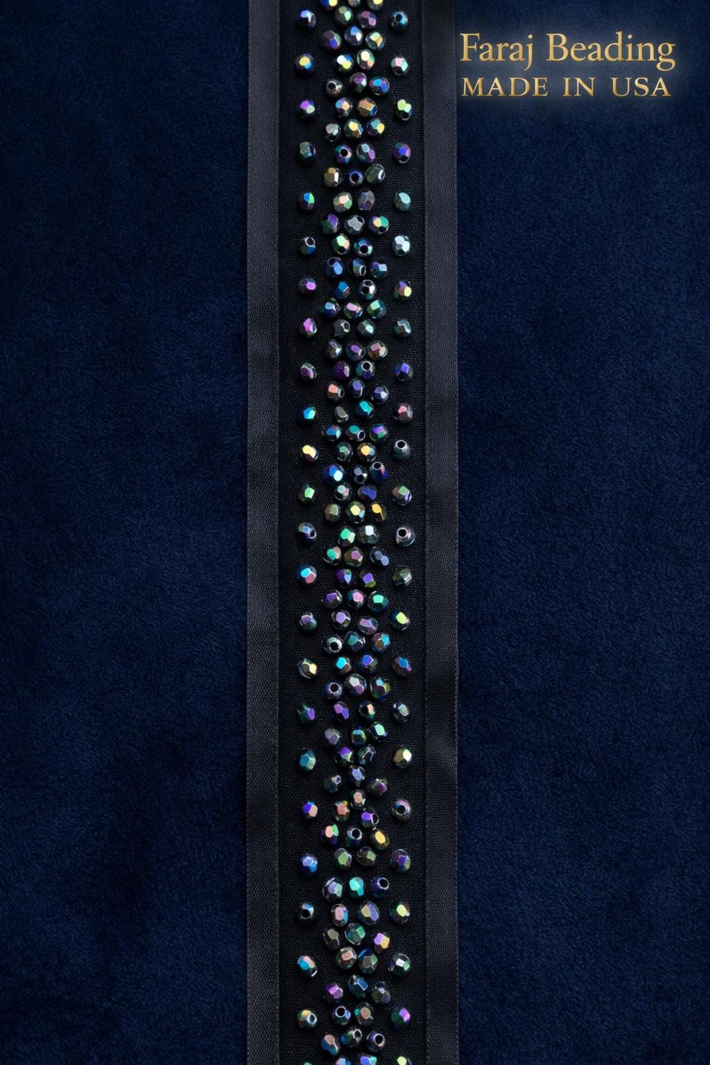 Black Iridescent Beaded Trim – Self Adhesive Trim, Peel and Stick Trim, DIY Clothing Embellishment, Sew or Stick Option - Faraj Beading