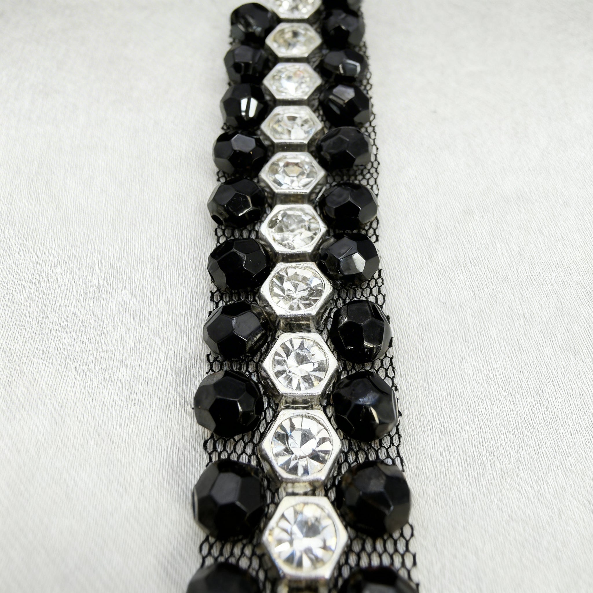 Rhinestone Pearl Beaded Trim by the Yard, Center Crystal Chain Trim with Beaded Edges, Bridal Designer Sewing Trim, Self Adhesive Option