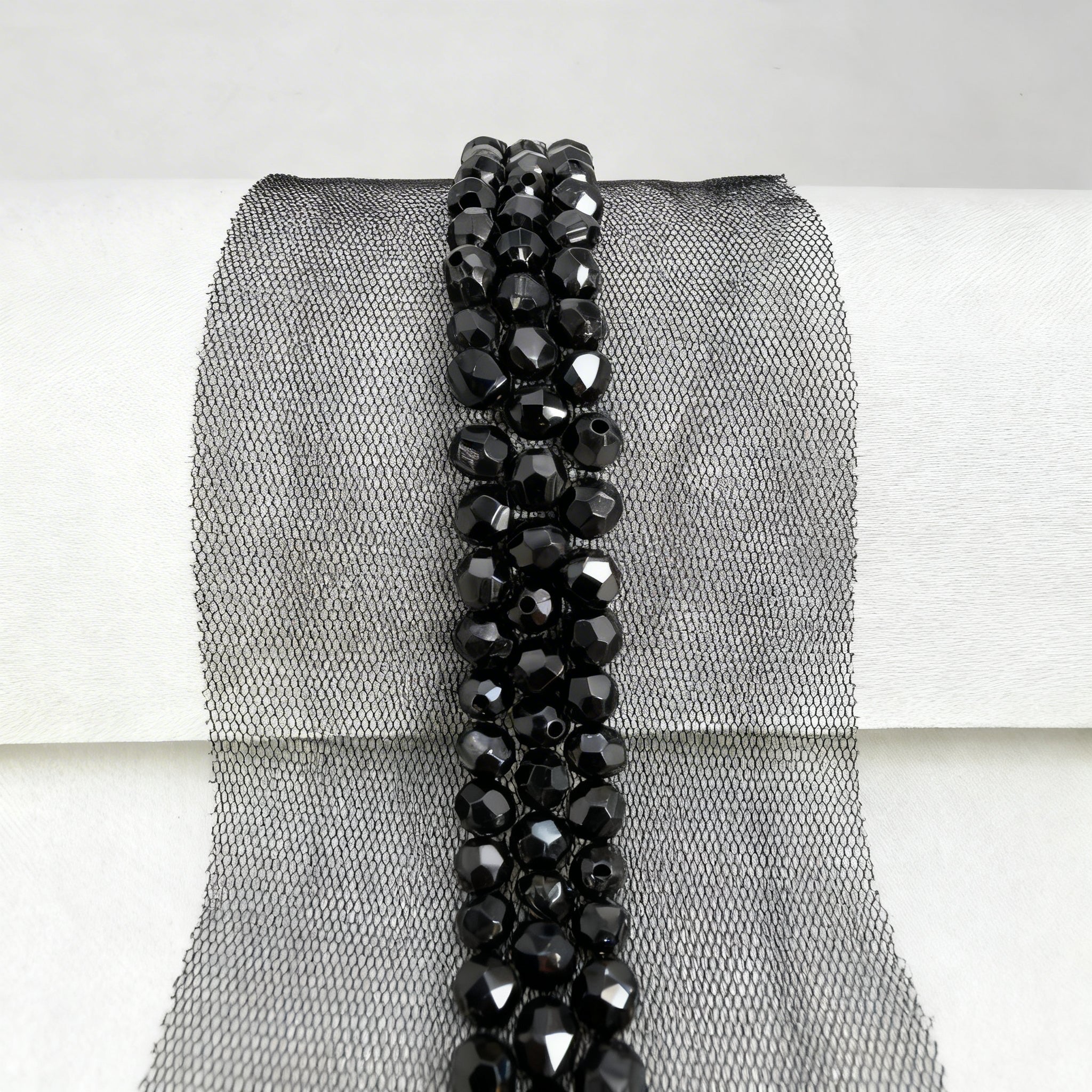 6mm Pearl Beaded Trim Use on Accessories, Self Adhesive or extra fabric seam ,Home Decor, Bridal - Faraj Beading - Made in USA