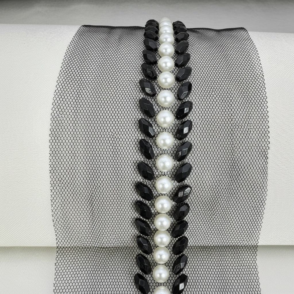 Pearl Beaded Trim by the Yard, Bridal Crystal Trim Options (AB, Silver, Gold, Black), Wedding Dress Sewing Trim, Accessories - Made in USA