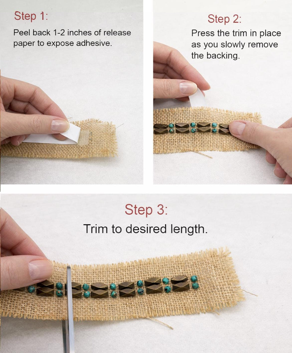 Boho Western Beaded Trim, Bronze Geometric Trim, Sew On or Self Adhesive Trim, DIY Clothing Embellishment, Rustic Craft Trim - Faraj Beading
