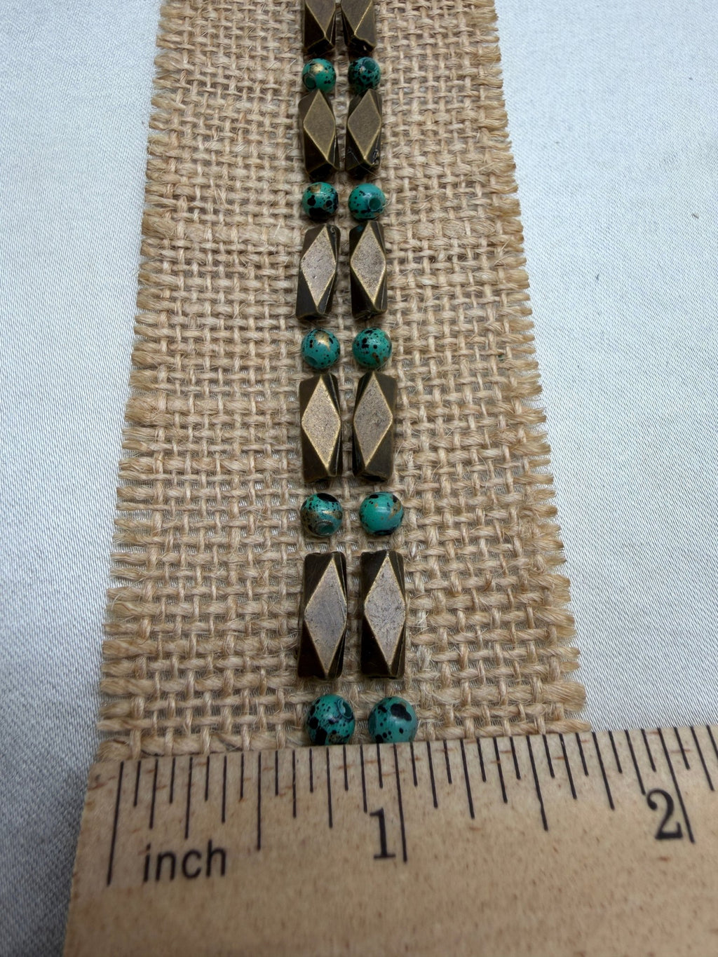 Boho Western Beaded Trim, Bronze Geometric Trim, Sew On or Self Adhesive Trim, DIY Clothing Embellishment, Rustic Craft Trim - Faraj Beading