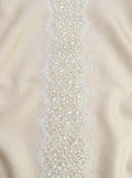 Bridal Beaded Lace Trim, Faceted Oval and Barrel Crystal Trim by the Yard, Rhinestone Wedding Dress Trim, Couture Applique - Made in USA - Faraj Beading