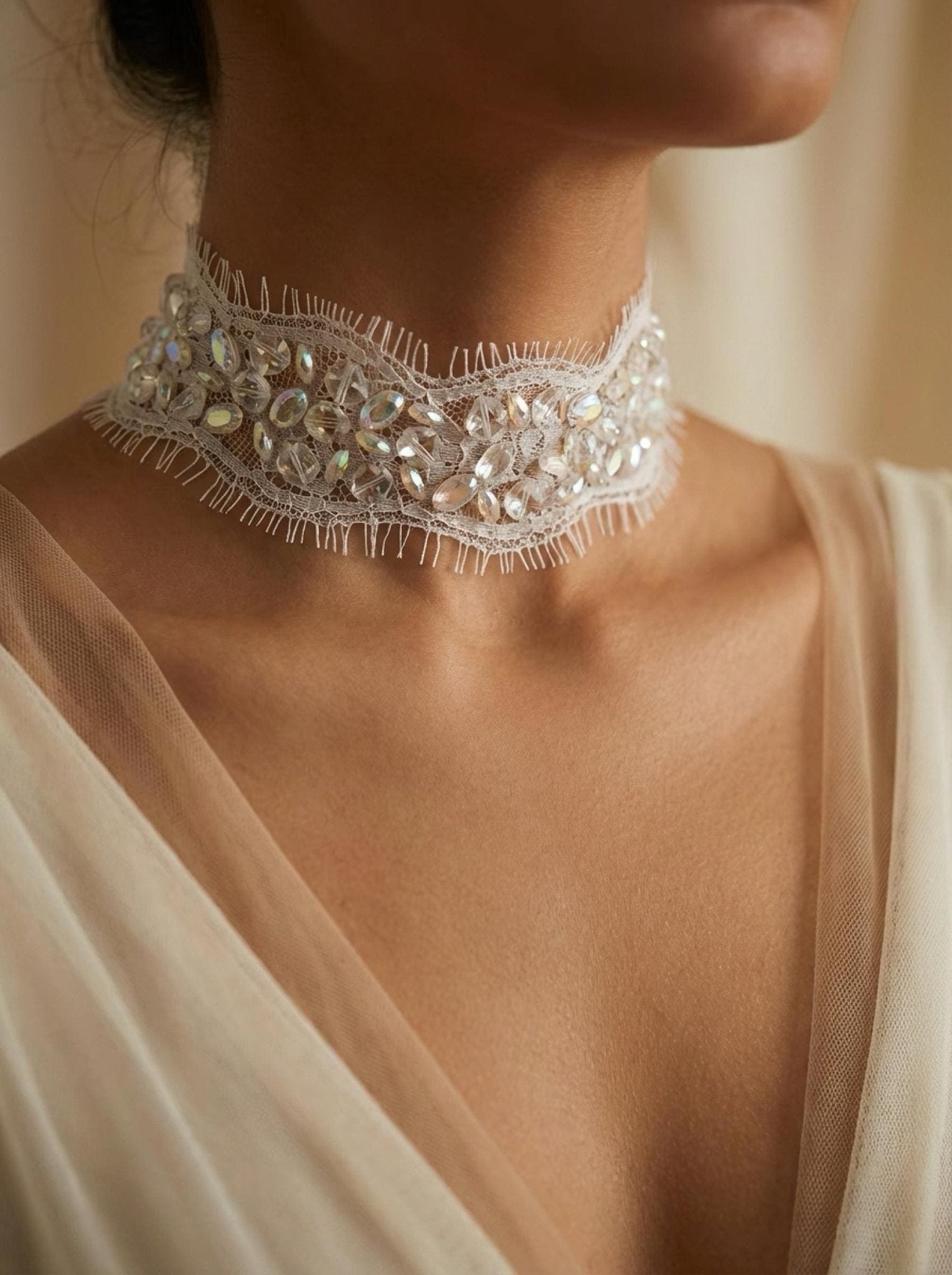 Bridal Lace Beaded Trim, Crystal Rhinestone Applique Trim by the Yard, Wedding Dress Trim, Couture Sewing Embellishment and Self Adhesive - Faraj Beading