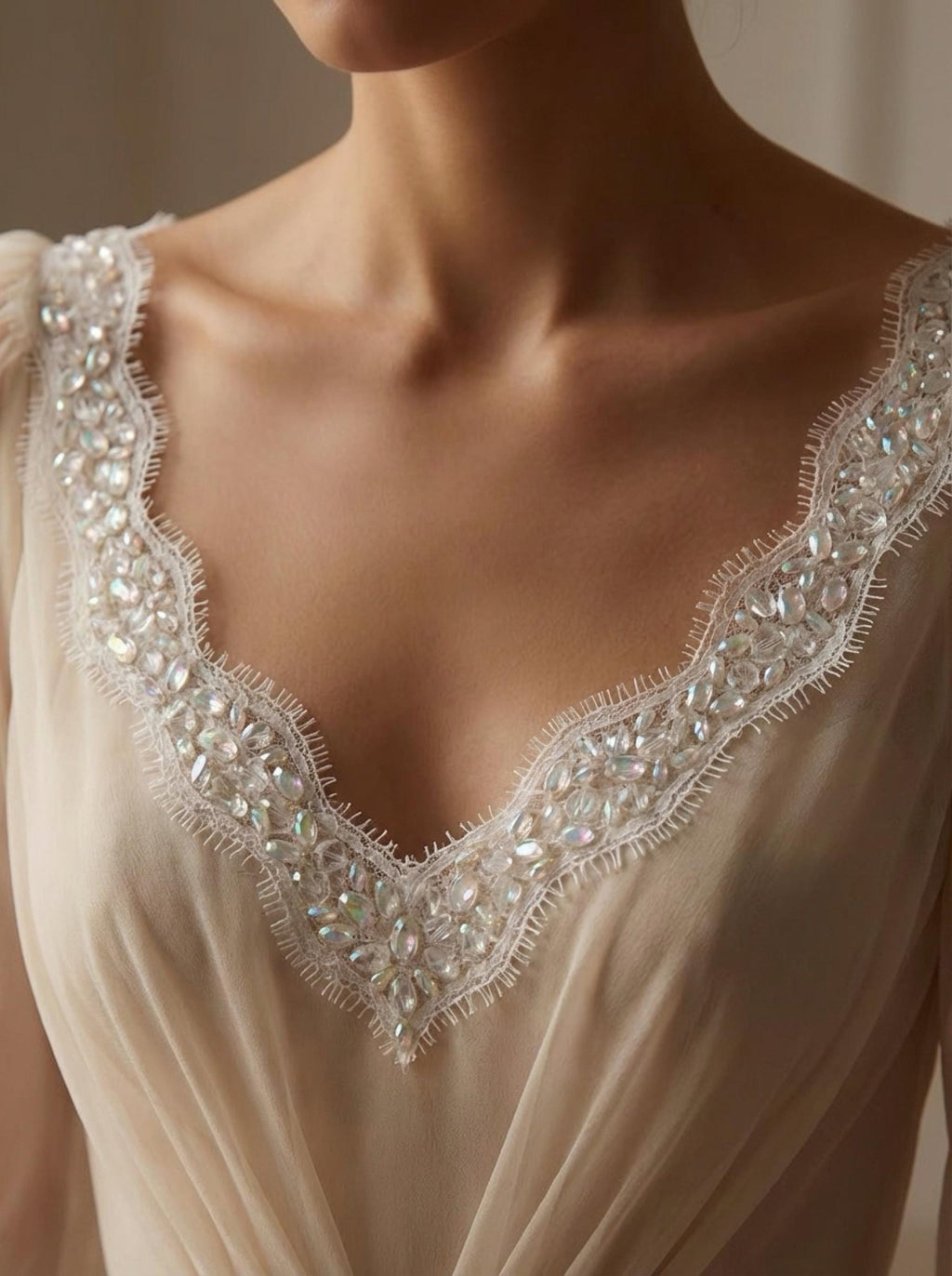 Bridal Lace Beaded Trim, Crystal Rhinestone Applique Trim by the Yard, Wedding Dress Trim, Couture Sewing Embellishment and Self Adhesive - Faraj Beading