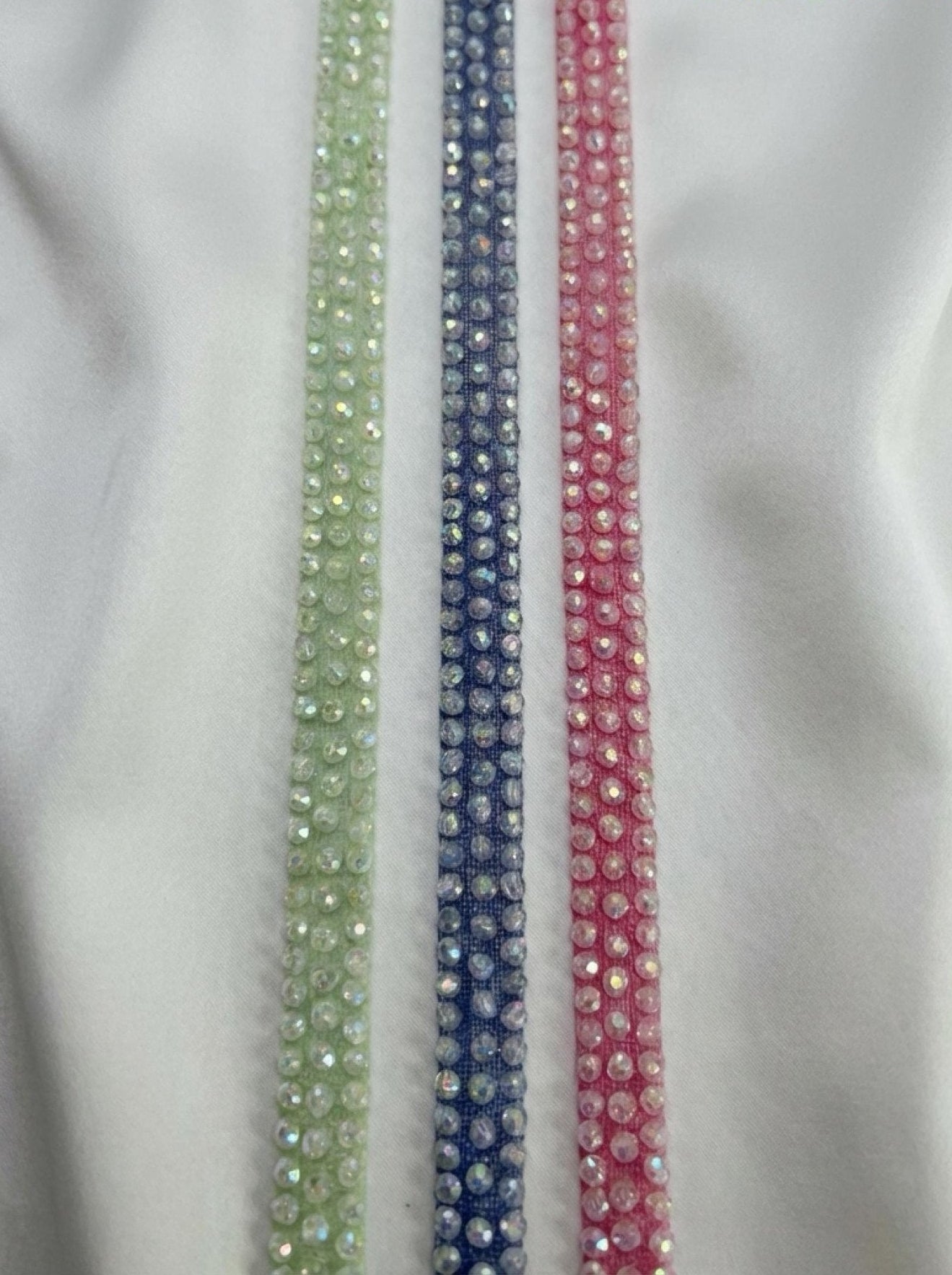 Colorful Beaded Trim – Self Adhesive Trim, Pastel Crystal Trim, Peel and Stick Fabric Trim, DIY Clothing Embellishment, Sew or Stick - Faraj Beading