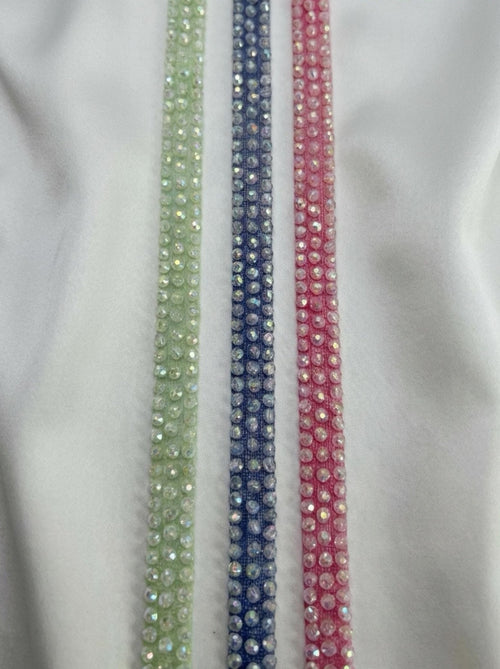 Colorful Beaded Trim – Self Adhesive Trim, Pastel Crystal Trim, Peel and Stick Fabric Trim, DIY Clothing Embellishment, Sew or Stick - Faraj Beading