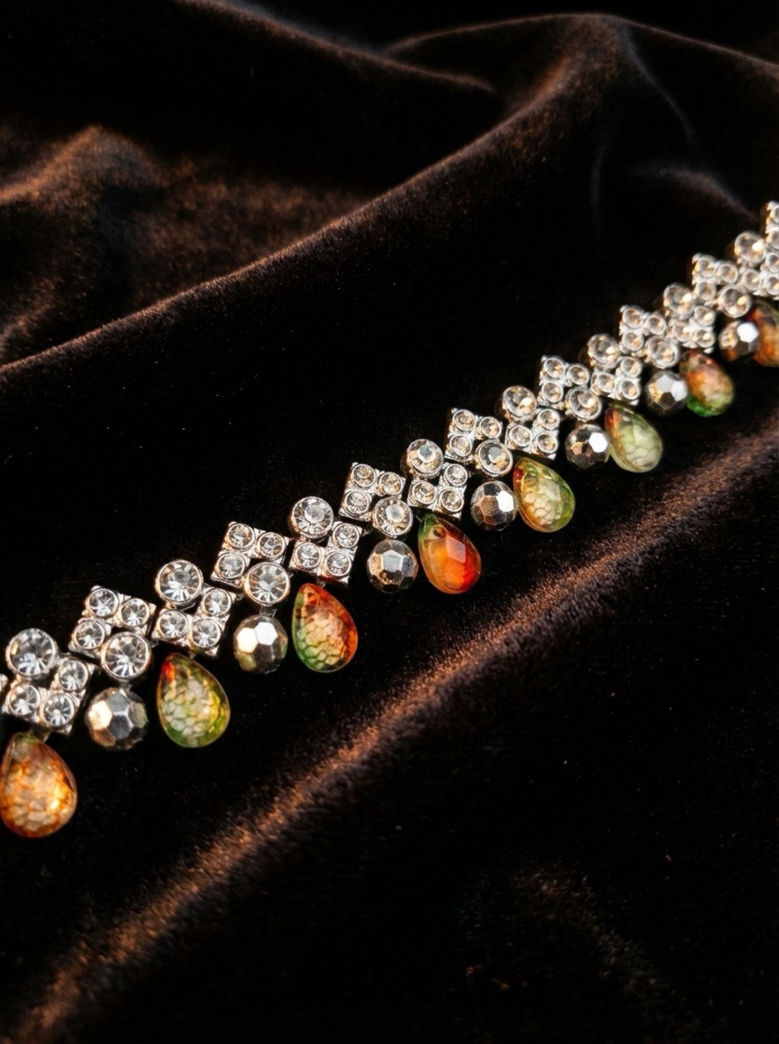 Crystal and Iridescent Beaded Trim – Self Adhesive Rhinestone Trim, Peel and Stick Fabric Trim, Gold Green Accent Trim, Sew or Stick - Faraj Beading