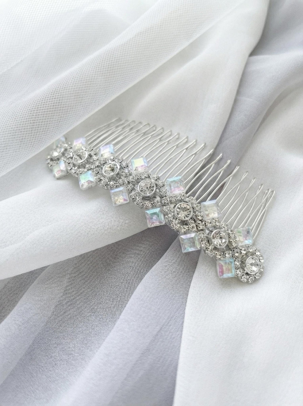 Crystal Rhinestone Trim – Self Adhesive Bridal Trim, Iridescent Beaded Trim, Peel and Stick Wedding Dress Applique, Sew or Stick Option - Faraj Beading