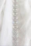Crystal Rhinestone Trim – Self Adhesive Bridal Trim, Iridescent Beaded Trim, Peel and Stick Wedding Dress Applique, Sew or Stick Option - Faraj Beading