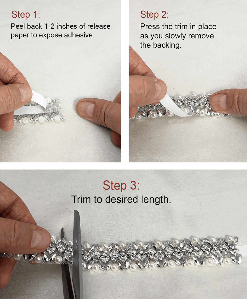 DIY Self Adhesive Trim with Beads, Pearls and Crystals rhinestones - Faraj Beading