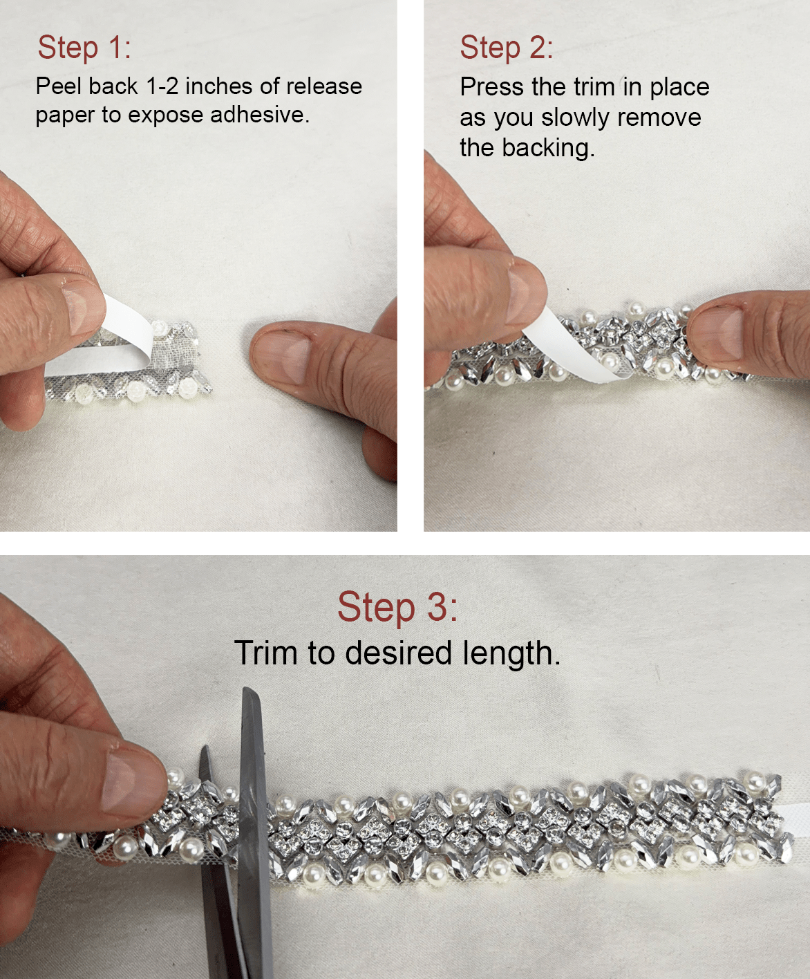 DIY Self Adhesive Trim with Beads, Pearls and Crystals rhinestones - Faraj Beading